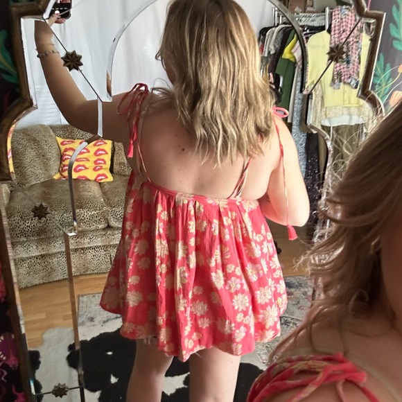 Free People Indigo Molly Spaghetti Strap Tunic Pink Medium - Picture 5 of 5